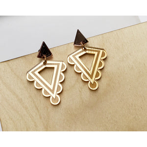 Rosa Pietsch acrylic resin jewellery Art Deco rose gold iridescent earrings for Modern Craft