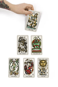 Tattoo Tarot deck cards Megamunden ink and intuition Marseille style for Modern Craft