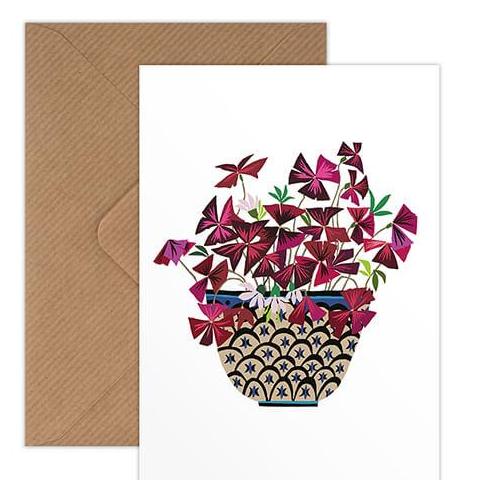 Brie Harrison oxalis purple clover greetings card Kraft envelope biodegradable cello wrap for Modern Craft