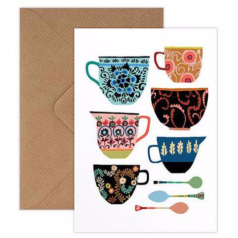 Folk painted ceramics collection greetings card handmade in England by Brie Harrison for Modern Craft