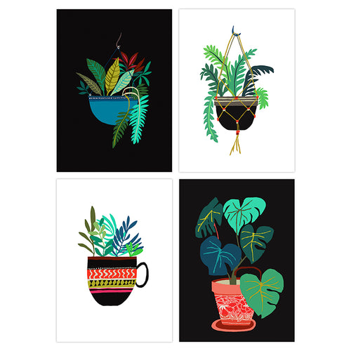 Brie Harrison pot plant postcard series fern leaf print made in England for Modern Craft