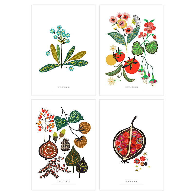 Brie Harrison seasons print art postcard pack made in England for Modern Craft