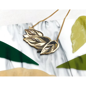 Rosa Pietsch acrylic resin jewellery calathea leaf gold chain for Modern Craft