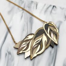 Load image into Gallery viewer, Rosa Pietsch acrylic resin jewellery calathea leaf gold chain for Modern Craft