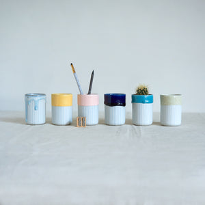 Duck Ceramics azure blue glazed porcelain tumbler vessel pot handmade in Brighton for Modern Craft