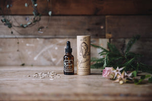 Aphrodite organic, natural facial oil with essential oils of rosehip, Damask rose, geranium, yarrow and marshmallow. Vegan, cruelty-free skincare made in England for Modern Craft.