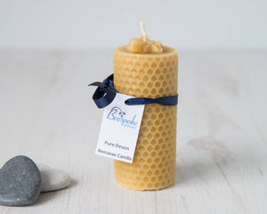 100% pure English beeswax honeycomb candle, handmade in Devon for Modern Craft