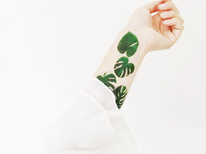 Sophie Clowders botanical monstera palm leaf temporary tattoo for Modern Craft